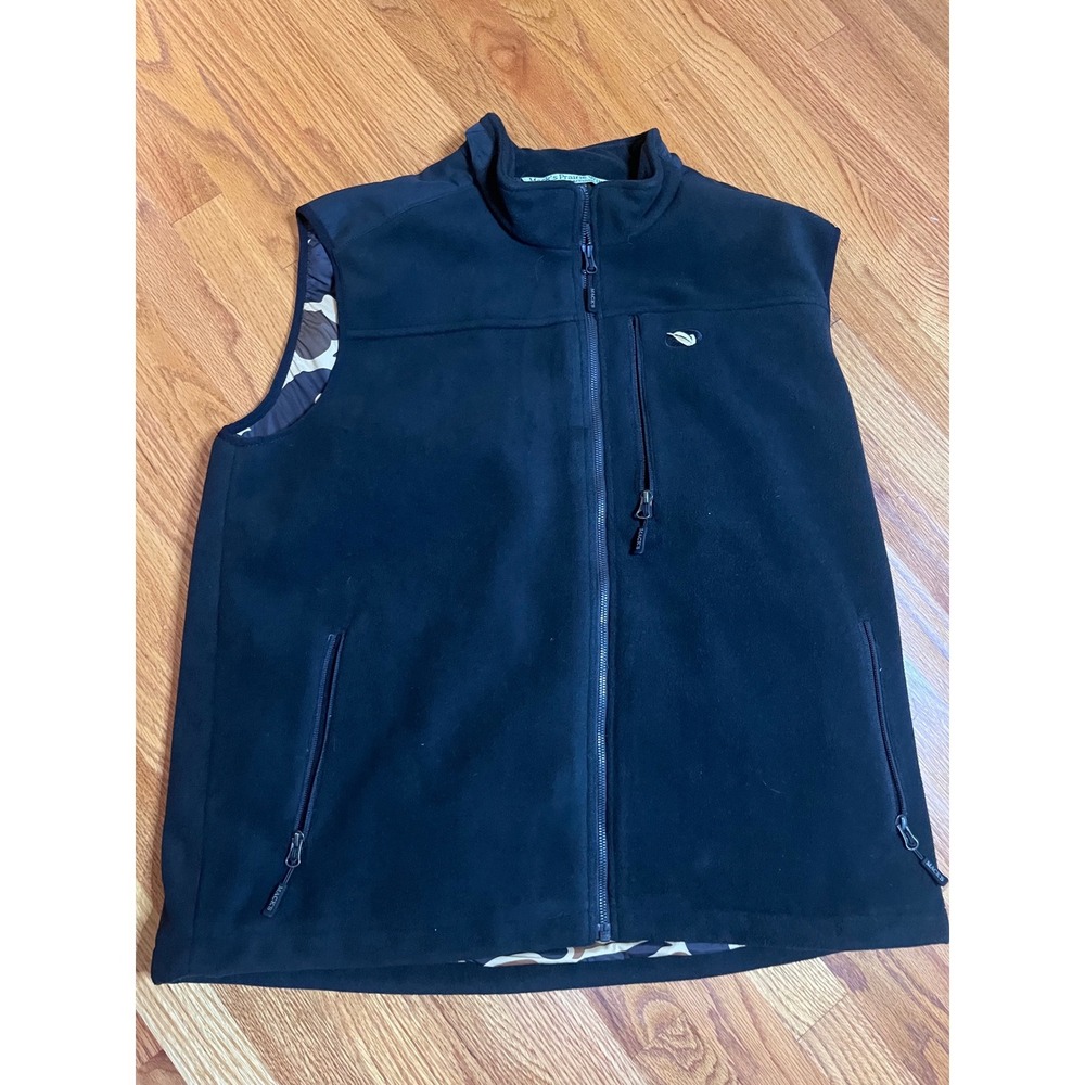 Macks Prairie Wings Fleece Vest XL Black Camo Lined Full Zip Hunting Outdoor